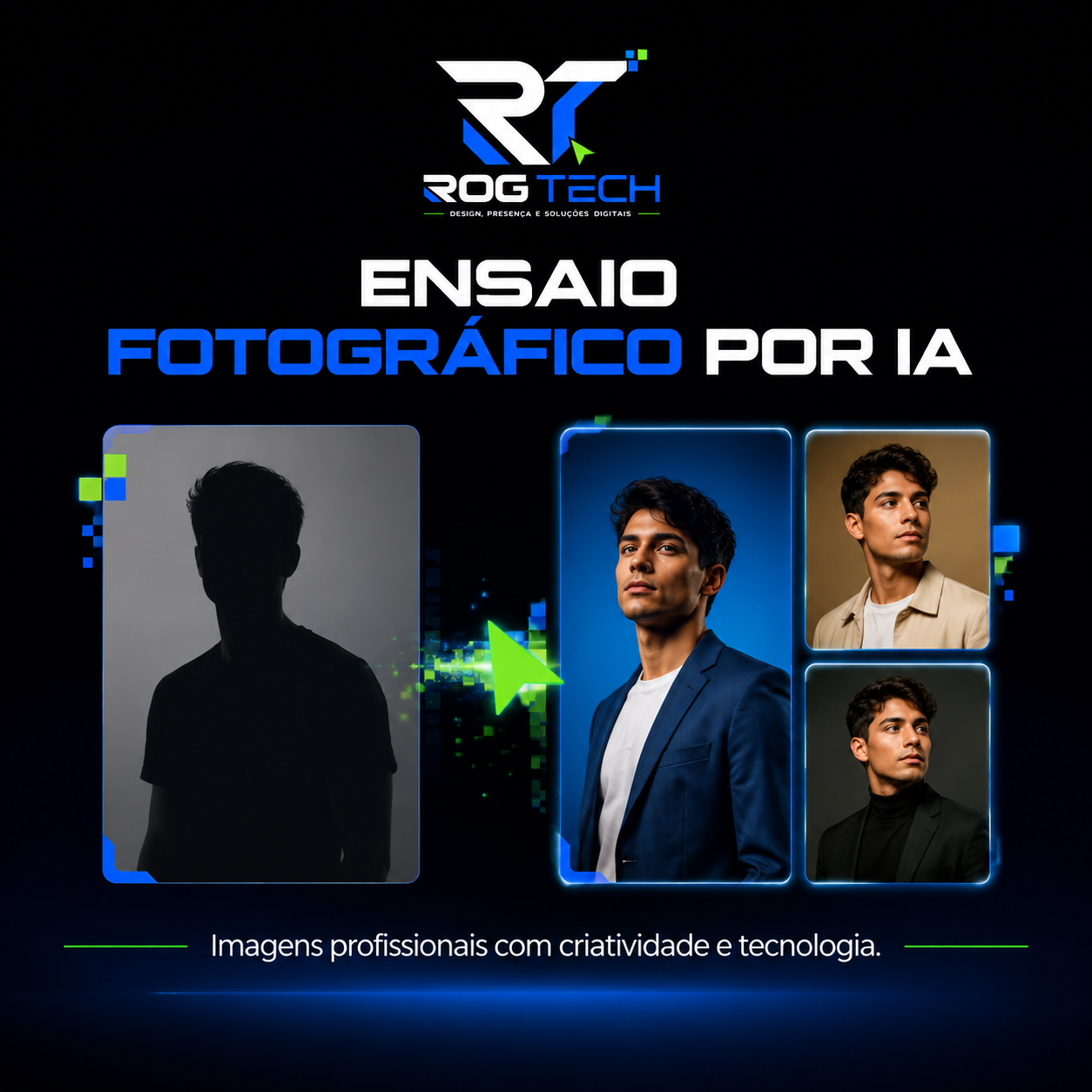 Ensaio fotográfico profissional gerado por inteligência artificial