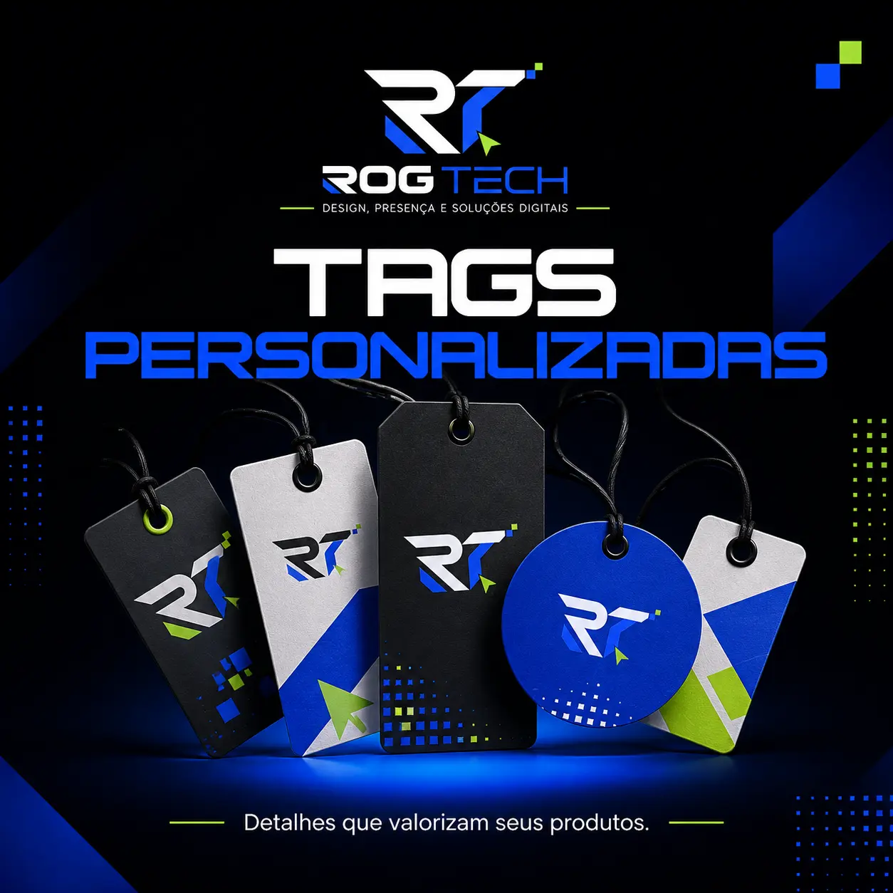Design de tags personalizadas para produtos
